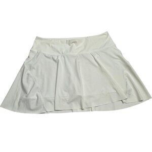 Athleta Ace Tennis Skort Womens XL White Poly Spandex Activewear Zip Pocket